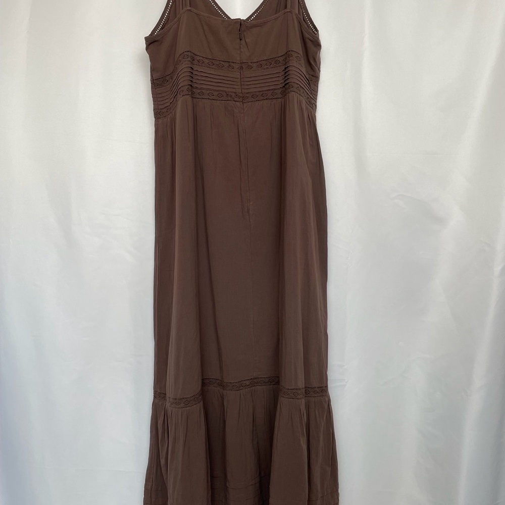 H&M Whimsigoth Boho Prairie Chocolate Brown Lace Cami Maxi Dress 90s Grunge 16 - Picture 8 of 14